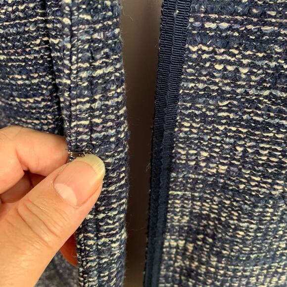 Banana Republic Sz 14 Italian Fabric Tweed Blazer Jacket Blue Work Preppy - Picture 7 of 11